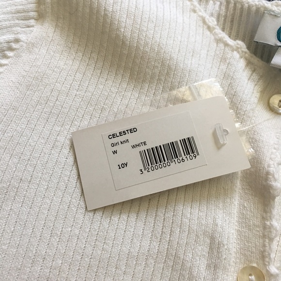 🆕🎀C de C Girls White Cardigan NWT Light Weight Botton Front 100% Cotton NEW - Picture 5 of 6